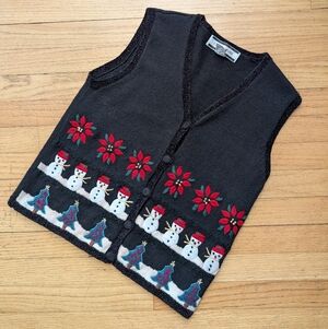 Vintage Black Knit Christmas Vest